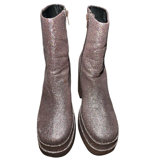 Steve Madden Boots Womens Size 11M Pink Glitter Platform Chunky Heel Disco Shoes - Picture 2 of 13